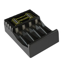 완속홈충전기새로운 4 슬롯 빠른 스마트 전자 충전기 Li 이온 배터리 Usb 독립적 인 충전 Aa/Aaa 니켈 수소, 01 Black