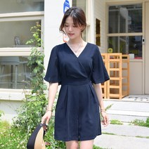 데일리앤 브이넥 반바지 페이퍼 점프수트