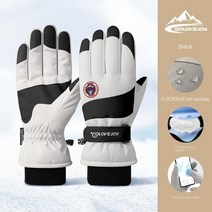 스키장비 스키 남성과 여성의 겨울 라이딩 터치 스크린 방풍 내마모성 미끄럼 방지 방수 안감 두꺼운 추위와, [01] L, [04] Black (double plate)