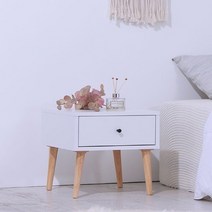 600 1단서랍 보조테이블 협탁 수납장 TV다이 거실장식장 티브이받침대 선반, 화이트