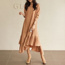 그녀희제 감성 더블 플리츠 롱 원피스