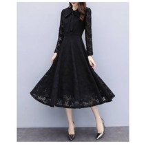 GDSHOP간절기 긴팔 레이스 원피스 YHFACAI