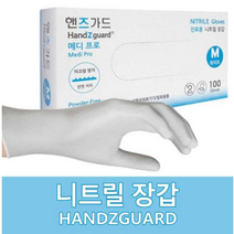 HandZguard Medic White Nitrile Glove 핸즈가드 메딕화이트 니트릴 장갑 박스(10개입), 소(S)