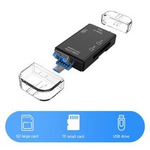 블랙박스sd카드리더기 멀티 nfc 유심칩 메모리 컴퓨터 노트북 액세서리용 보안 디지털TF 카드 판독기 분배기 어댑터용 6 in 1 OTG USB 3.0 TypeC, 02 Black Card Reader