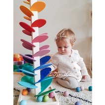 발도르프교구 무지개 몬데소리 원목 레인보우 감각발달성탄절장식 marbletree, (조립판72cm)볼12개(3.5cm)