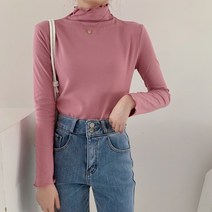 쫀쫀 소프트 피치기모 여성 이너 슬림 폴라 티셔츠