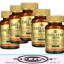 솔가 철분제 미네랄보충 Iron 25mg 킬레이트 철분 유전자변형성분 글루텐무함유 비건 [100정*5병]