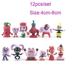 새로운 3 인치 머그맨 모델 PVC 인형 만화 애니메이션 컵헤드 액션 피규어 장난감 세트 어린이 선물, 12pcs set