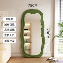 비정형거울 웨이브전신거울 카페 옷 욕실 불규칙 현관 드레스룸, 기본, 초록 75cmx178cm