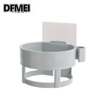 드라이기걸이 화장실 드라이기걸이 펀칭프리 벽걸이 드라이기걸이 수납선반 바람통걸이, 하늘색