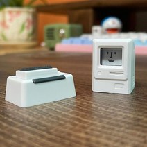 레트로 애플 매킨토시 맞춤형 키캡 백라이트 크리에이티브 미니어처 컴퓨터 기계식 키보드용 소형 TV, WHITE