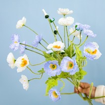 조화 조화 양귀비 미인 장식 서양 국화 거실 모델하우스 꽃꽂이 세트 소품 6가지 가격, T01-3화이트 3블루
