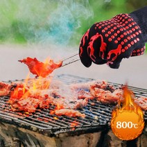 캠핑장갑 바베큐장갑 화로대 화로 불멍 방열 오븐 석쇠 그릴 장갑 1개, 블루