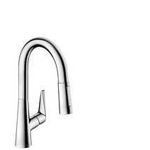 Hansgrohe Talis 쉬운 설치 1핸들 35.6cm(14인치) 높이 주방 수도꼭지 풀다운 스프레이어 퀵클린 마그네틱 도킹 스프레이 헤드 크롬 72815001한스그로헤(han, Prep, Chrome, Chrome