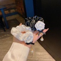 꽃모양 헤어슈슈 곱창 머리끈팔찌 헤어악세사리 블랙
