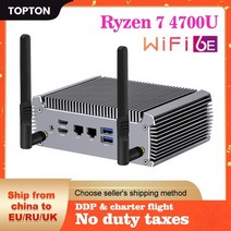 미니PC 데스크탑 고사양 topton 팬리스 amd ryzen 7 4700u r5 4500u 베어 본 게임용 컴퓨터 4k 듀얼 hd windows 1110 ht wifi6, 라이젠 3 4300u 와이파이6, 우리를, 16GB DDR4 1TB NVMe