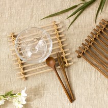 둔떼 대나무코스터 2c 나무파레트 라탄티코스터 월넛코스터, 연브라운