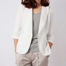 Happy Shopping 여성 재킷 린넨 7부 여름 자켓 아우터 패션 원버튼 숏 슬림 핏 여자재킷