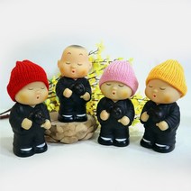 털모자 동자 저금통 - 앤틱 엔틱소품 불교악세사리 인테리어장식품 새해선물, 분홍털모자