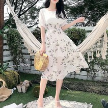 청순 플라워 A라인 프릴 원피스 스모크밴딩 데이트룩 20대원피스 데이트룩 화사한 반팔원피스