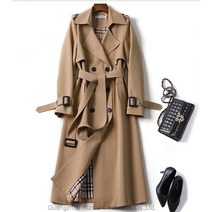 PingKe 여성 트렌치 코트 블랙트렌치코트 코트 튜닉 가을 모델