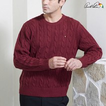 M UQC 아놀드파마 남성 캐이블니트 버건디