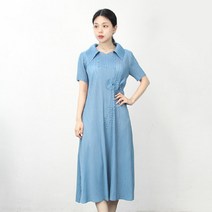 레베카 플리츠 주름 이세이 민소매 A라인 롱 원피스