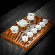 리바트서랍장 심플 다기 쿵푸 가정용 찻잔 사무실 원목 숏 다반 차판 식 차테이블 티 바다 다관 2337689753, 10 헤드 옥 그린 다관 고상한 운치