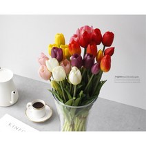 아기사진 스튜디오촬영소품 튤립조화 꽃꽂이 인조식물 컨셉사진 원룸 사진관 신혼집 플랜테리어 꽃송이, 레드