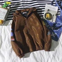 커플점퍼 봄가을 계절 패치워크 코트 남자 BF 하라쥬크 무드 와이드 루즈핏 트렌드 야구복 4095114131, 2XL, 5표시 # 카키브라운
