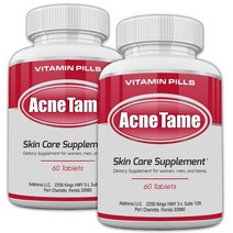 AcneTame 아크네 여드름 비타민 영양제 60정 2병 Acne Tame Clear Skin Vitamins
