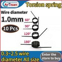 10 Pcs 비틀림 스프링 1mm V 유형 나선형 와이어 직경 1.0mm 각도 60 90 120 180 금속 쓰레기통 수리 봄, 1.0mm(180 degrees), 12mm(10pcs), 6mm(6 laps )
