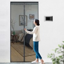 생활광장 강력자석 벨크로 부착형 현관문 모기장 방충망, 큐트부엉이