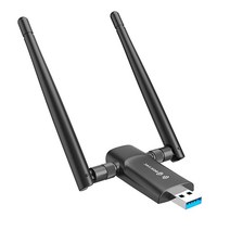 PC용 무선 USB Wi-Fi 어댑터 - 802.11AC 1200Mbps 듀얼 5Dbi 안테나 5G/2.4G PC 데스크탑 노트북 labtop 윈도우 10/8/8.1/7/Vista, Black-1200Mbps, 1개