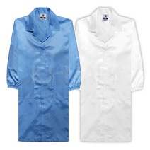 KJ 방진복 가운 제전복 무진복 제전방진복 클린복 크린룸 반도체 정전기방지 작업복, 화이트-L(95), 1개