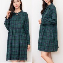 여성 체크 넥앞프릴 미니원피스 데일리룩 루즈핏 캐주얼 원피스 3컬러