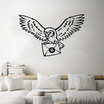 올빼미 포터 새 봉투 벽 스티커 하러 애니메이션 영화 고무 견적 데칼 침실 아이 방 비닐 장식, 70cmwidex45cmhigh, Black