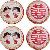 Cabilock 4Pcs Round Tinplate Candy Box Wedding Macaron Candy Holder Gift Wrapping Box (Red) null, 1
