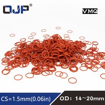 고무오링 10 개/몫 레드 실리콘 링 O 두께 1.5mm OD14/15/16/17/18/19/20mm 고무 O-링 씰 가스켓 ORings 와셔, [07] 20x17x1.5mm, [03] 30 pieces