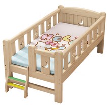원목 침대옆 보조침대 확장형 유아용 어린이 베드, 168x88x40 4면 가드레일 사다리