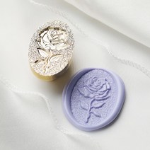 실링왁스 스탬프 도장 하트 열기구 청첩장 다이어리, 장미한송이 (지름 3x2cm)