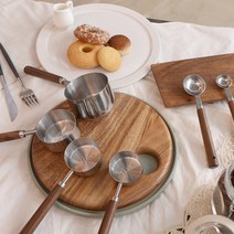 감성캠핑 홈쿡 홈베이킹 프리미엄 원목 스테인레스 계량컵 스푼 오리지널 실버 4P 세트, 계량컵 4P