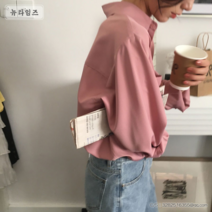 기본 셔츠 디자인 센스 봄 가을 세련된 루즈핏 스타일 블라우스 편안한 긴팔 여자 단색