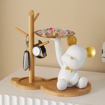 북유럽 빛 럭셔리 폭력 곰 트레이 입구 현관 키 저장 거실 홈 장식 친구 생일 선물, 버블 베어 트레이-화이트 조롱박 키 랙