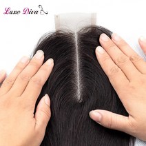 Luxediva 레미 레이스 클로저 4 Colores 2 99J 레드 중간 부분 스트레이트 페루 인간의 머리카락 상단 2x4, 02 #2_01 Middle Part, 07 8inches