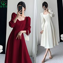 셀럽당 여성용 빅사이즈 브이넥 셔링 원피스 A라인 숙녀 원피스 A02545