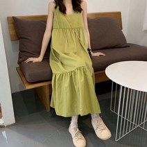 LDY 캉캉 휴가지룩 나시원피스 스퀘어넥 원피스 민소매 체형커버 롱 미니원피스 1WAA9AF8