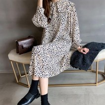 A81247402 DS 레이스 쉬폰 원피스 프릴원피스 호피무늬 가을 여성의류 봄 프릴 패턴