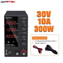 Wanptek 가변 DC 실험실 30V 10A 실험실 전원 공급 장치 조정 가능한 60V 5A 전압 조정기 안정기 스위칭 전원 공급 장치, 03 3 Digits 30V 10A