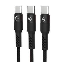신지모루 로프 C타입 고속충전 케이블 3개, 3m, 블랙